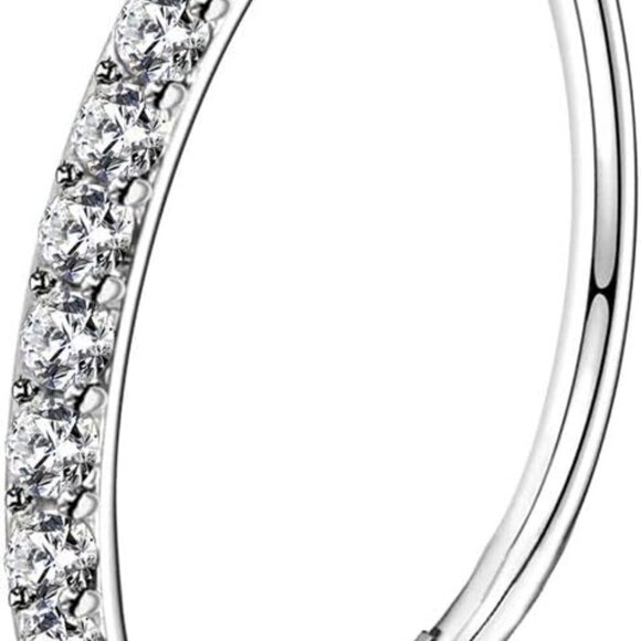 Shiny 20G Hinged Segment Nose Hoop - Stunning CZ Design in Silver Steel - Picture 1 of 9
